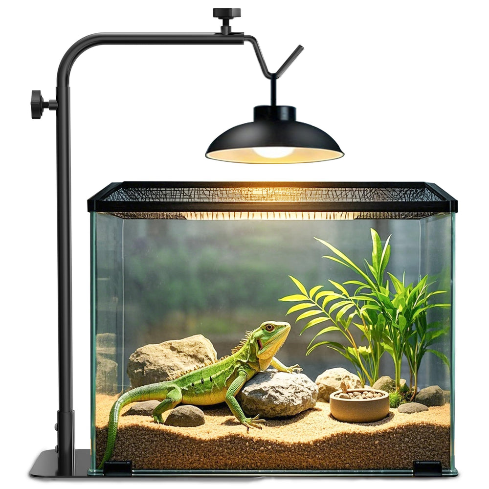 Josmimic Reptile Heat Lamp Stand ready for dome fixture setup.