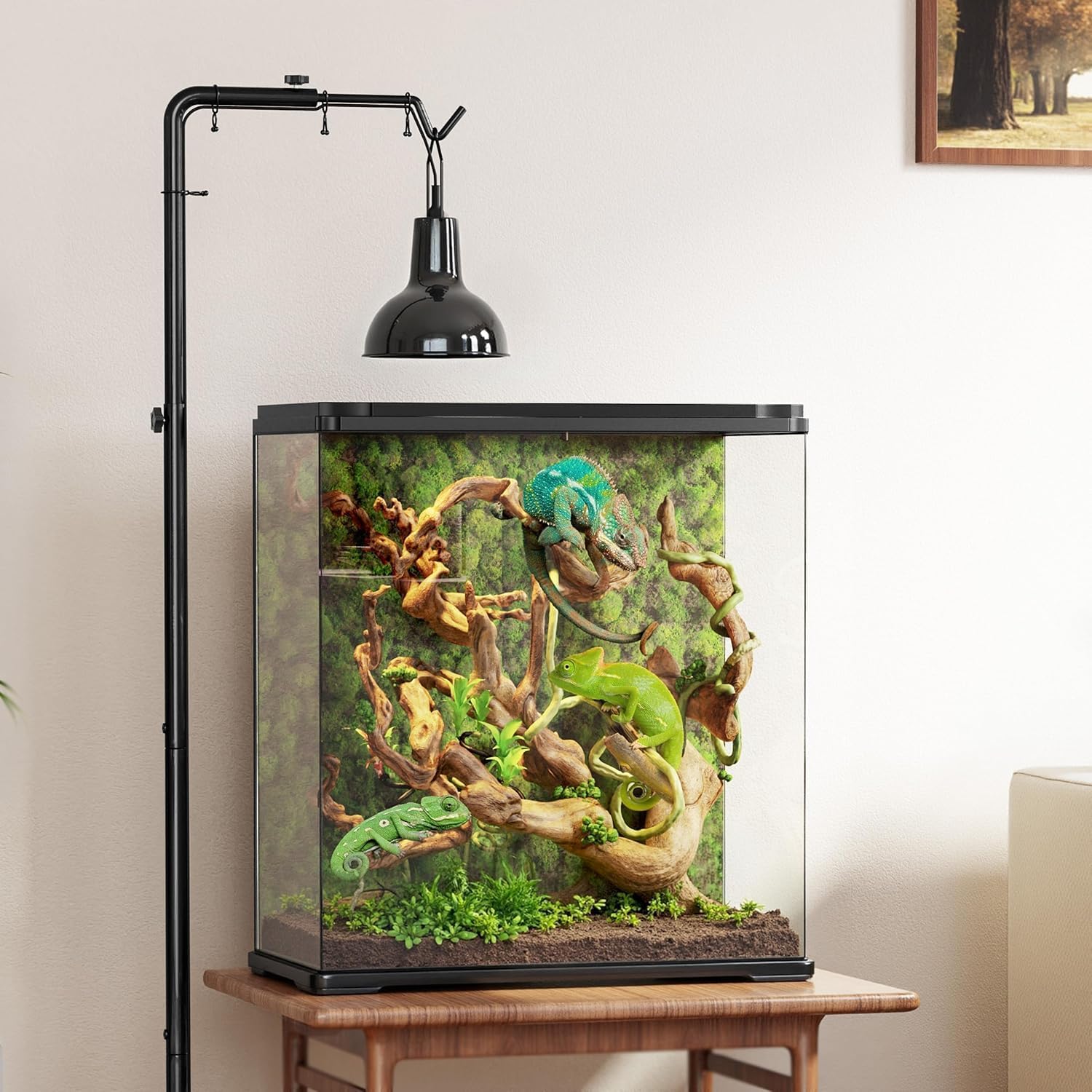 Josmimic Reptile Heat Lamp Stand easy-assembly with included parts.