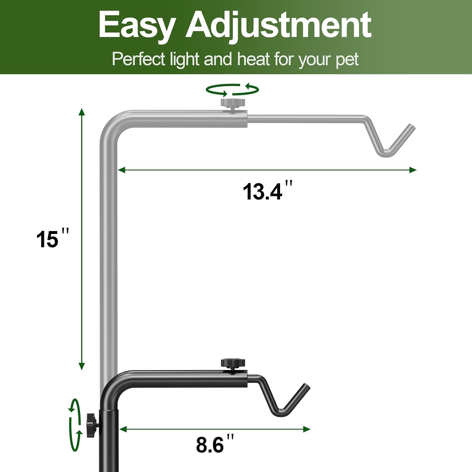 Josmimic Reptile Heat Lamp Stand premium metal construction durable.