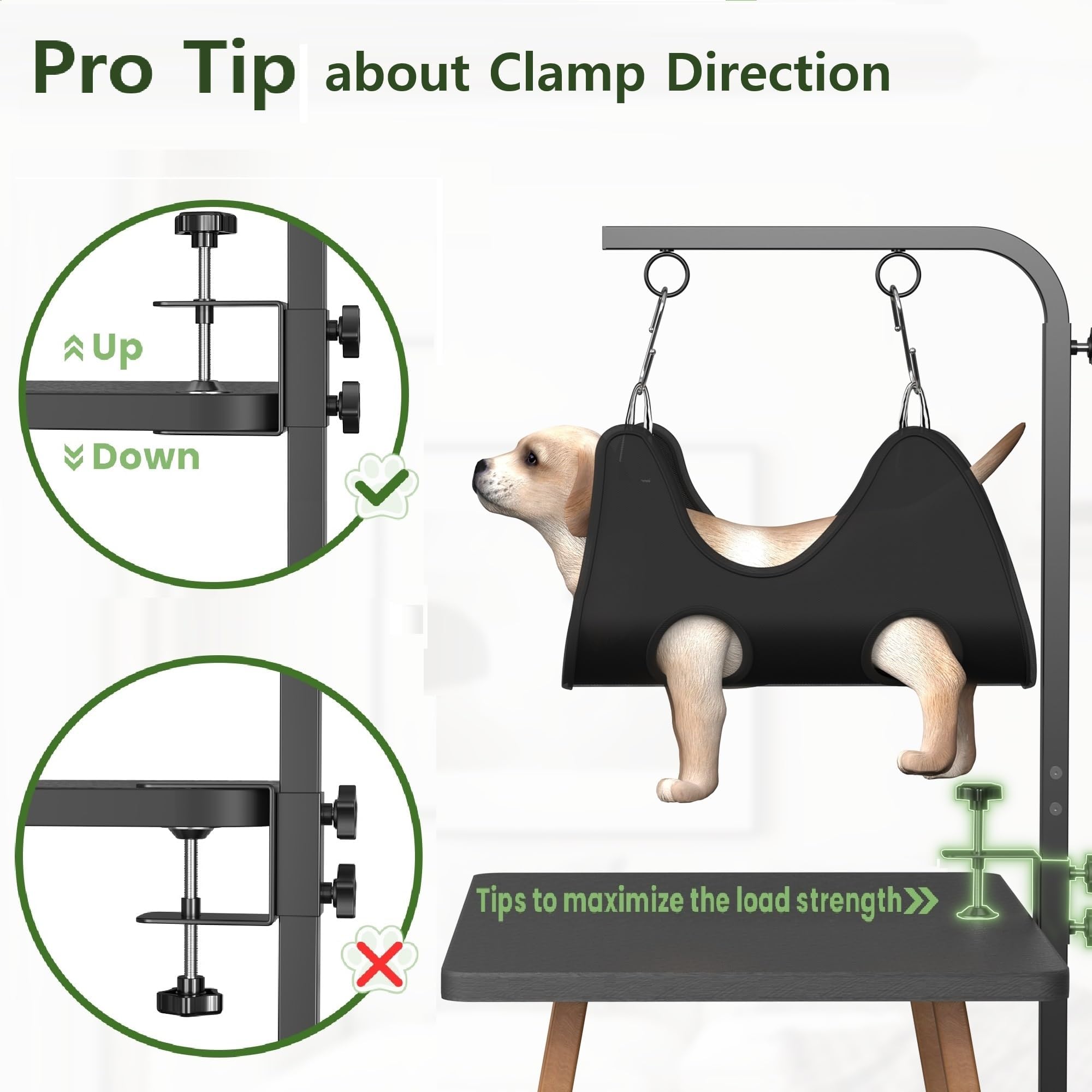 Josmimic soft haunch holders providing gentle restraint during grooming