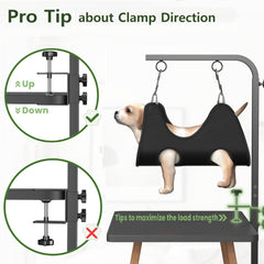 Josmimic soft haunch holders providing gentle restraint during grooming