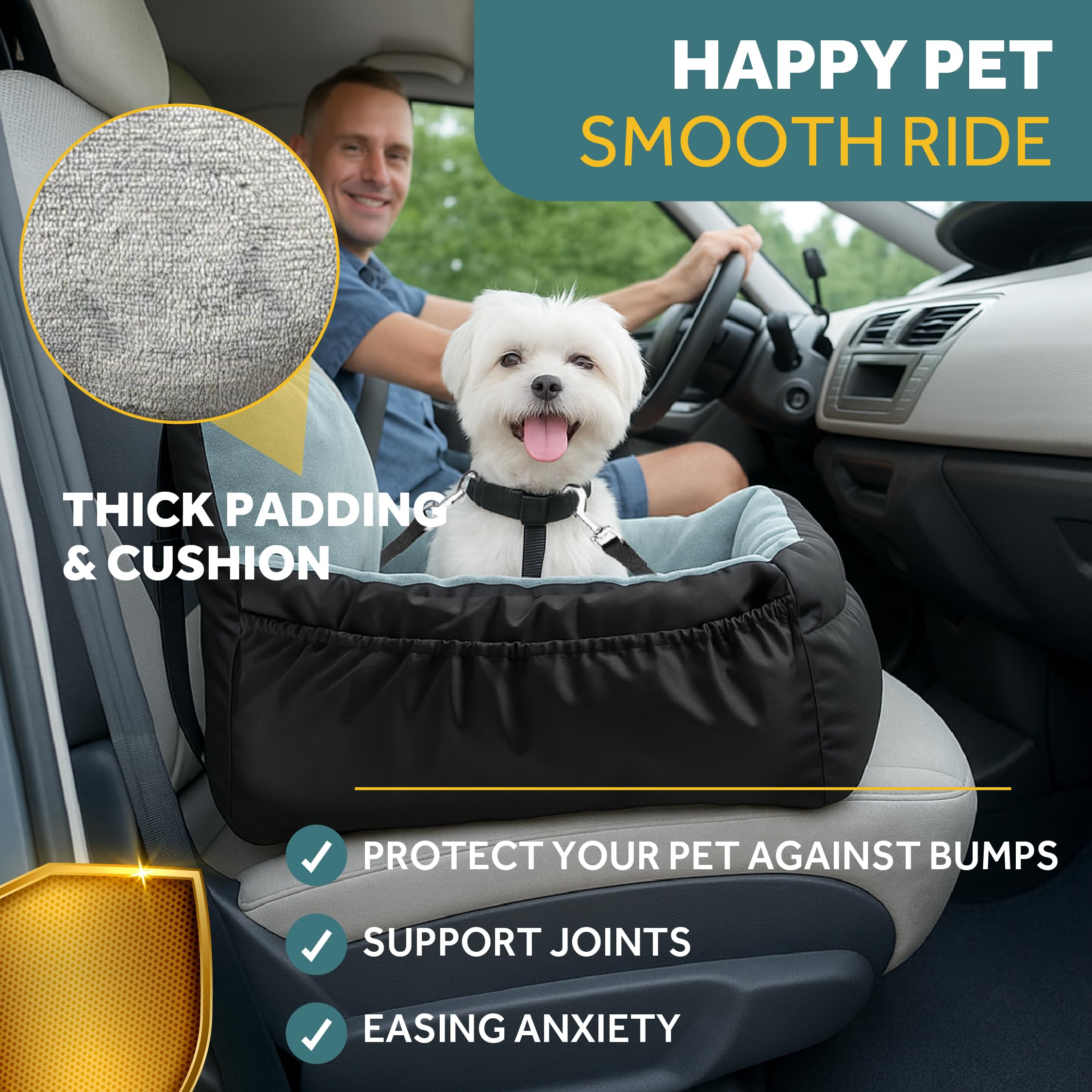 JOTADE dog seat dual safety leashes reduce movement.