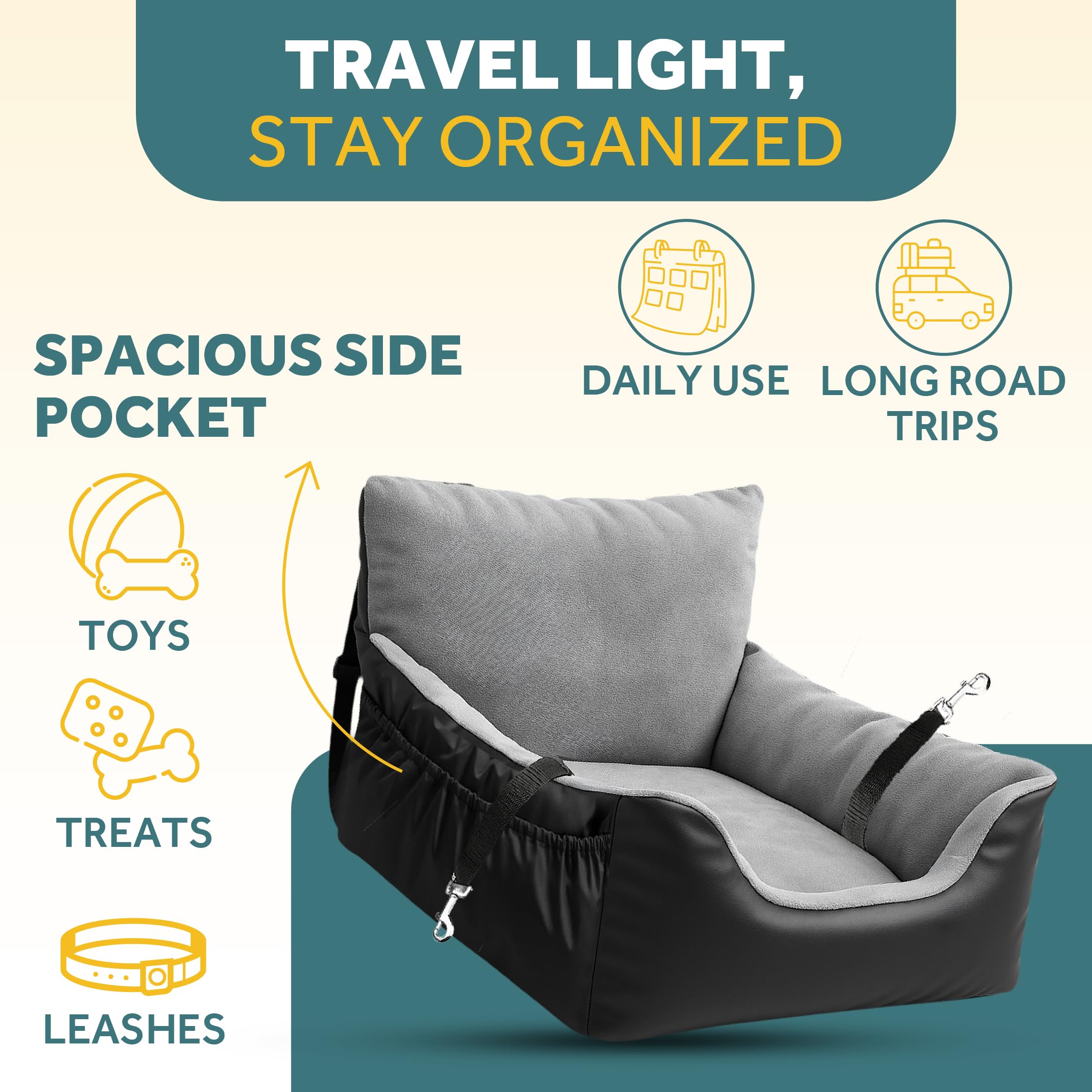JOTADE dog seat elevated interior improves visibility and comfort.