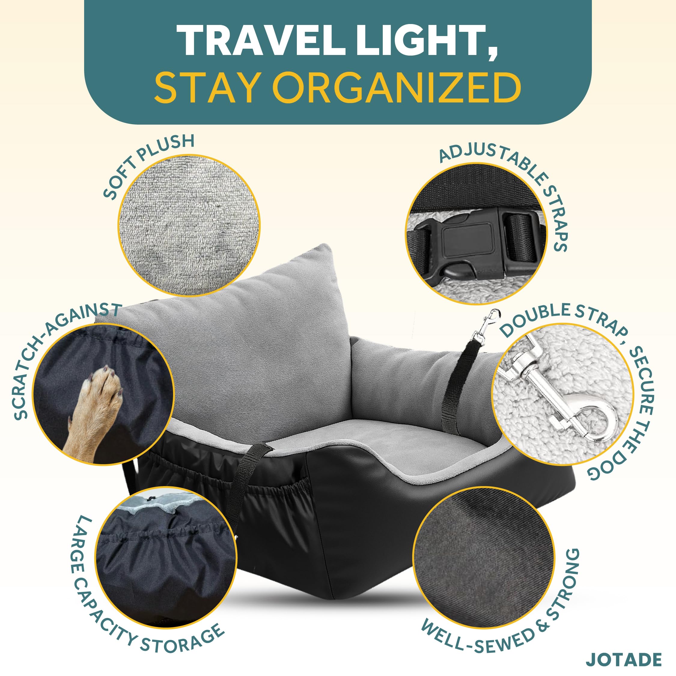JOTADE dog seat supports small to medium dogs up to 35 lbs.