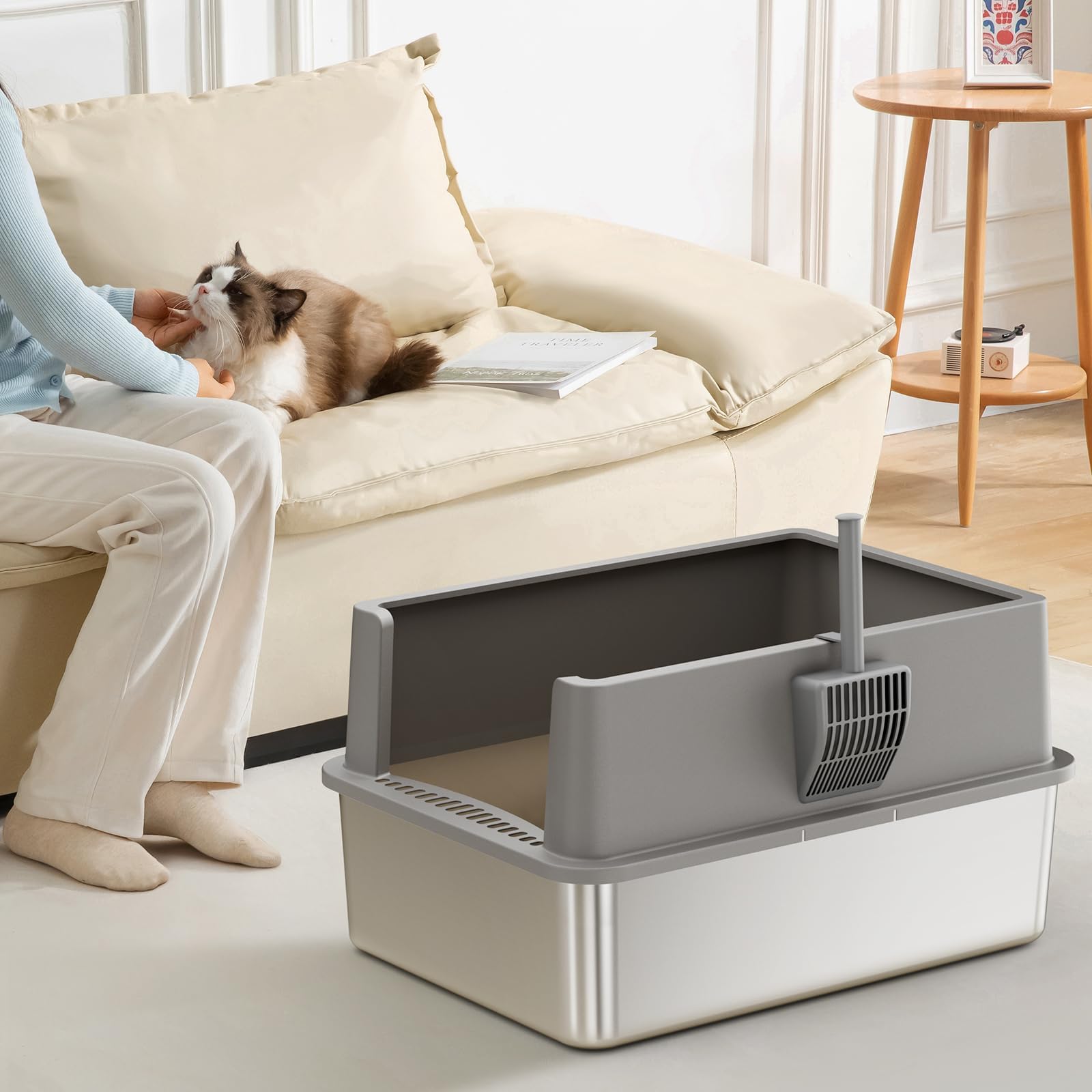 Jotesnew multi-cat friendly XL litter box for busy households