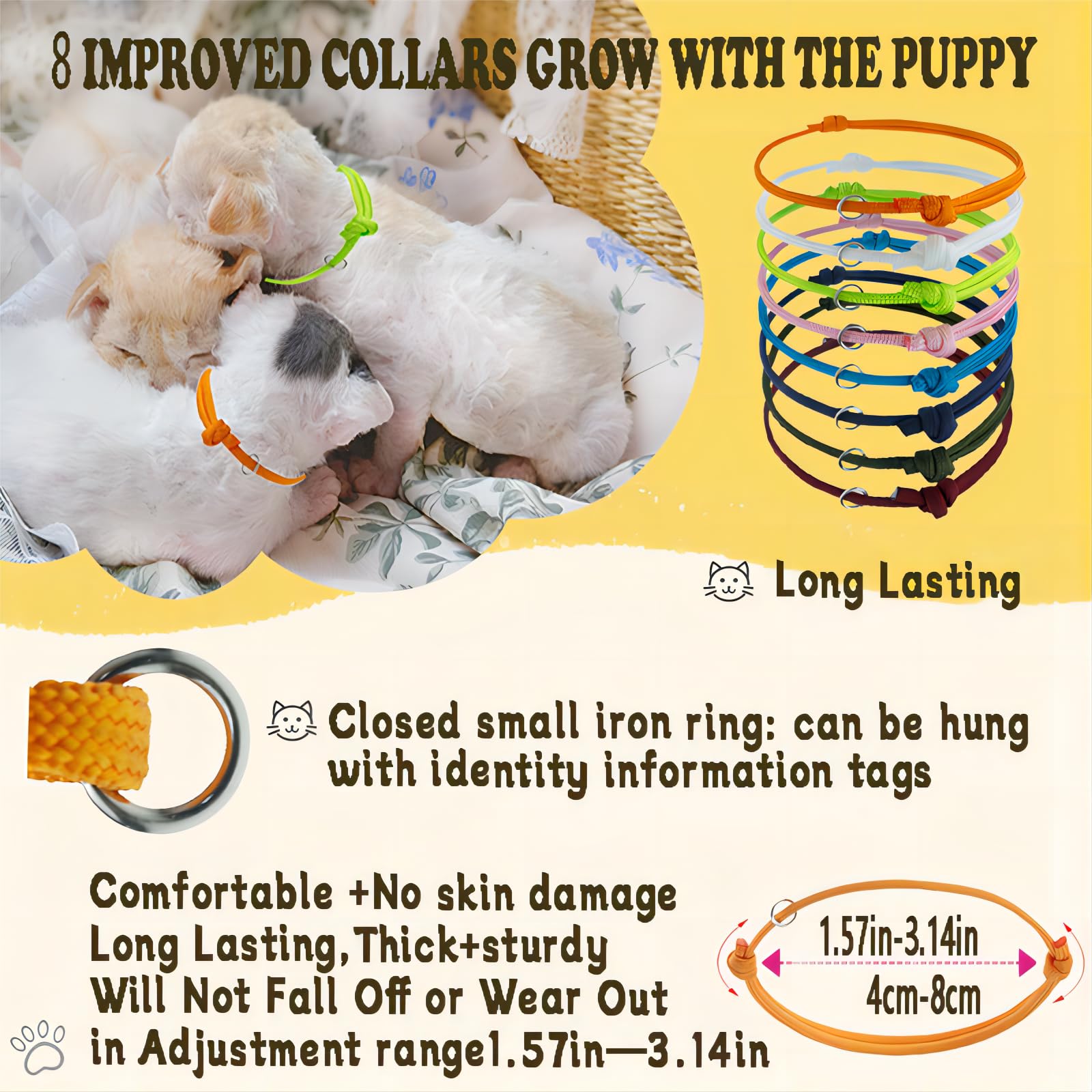 JounLoin whelping collars in bright colors for identification