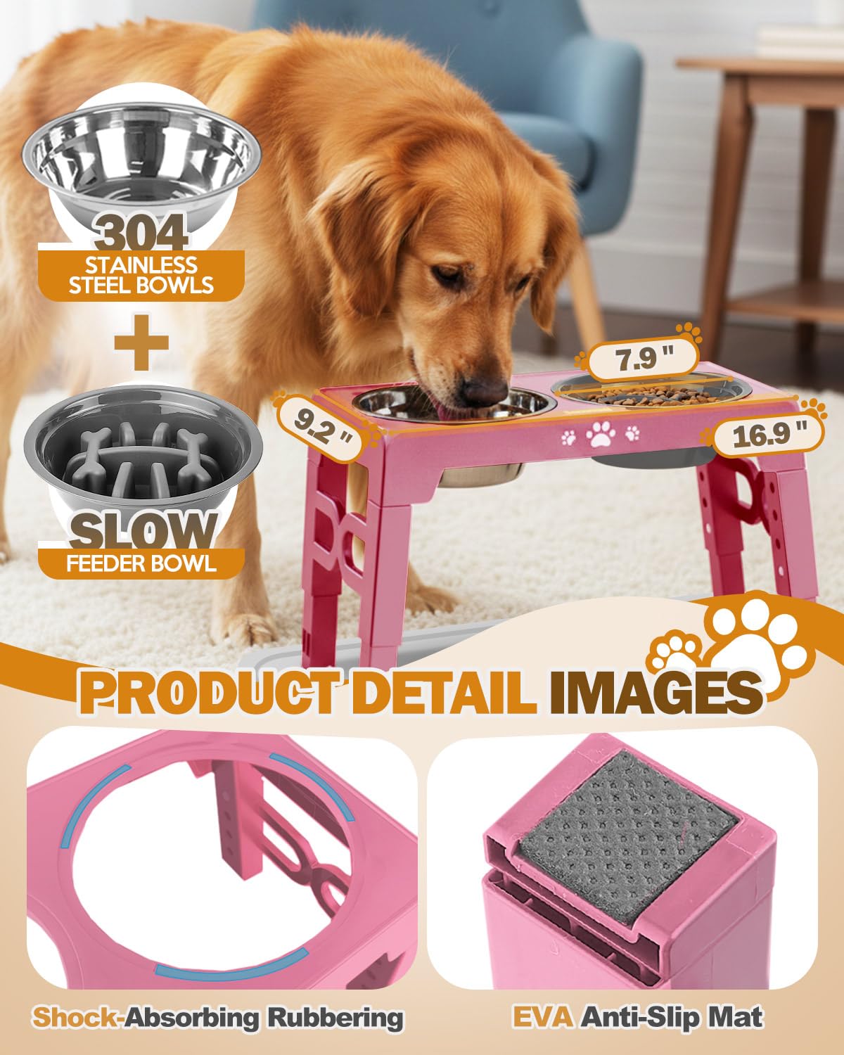 Jovrun anti-slip feet keep the setup steady and protect floors.