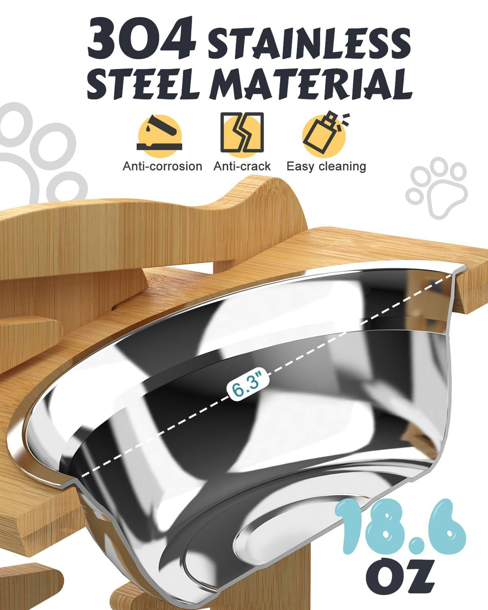 Jovrun anti-slip feet design keeps bowls steady on various floors.