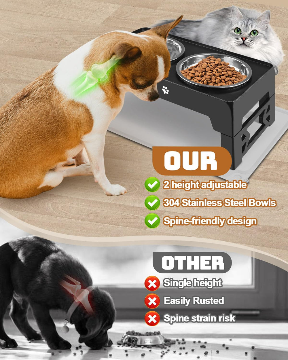 Jovrun anti-slip feeding stand stabilizes the setup on floors.