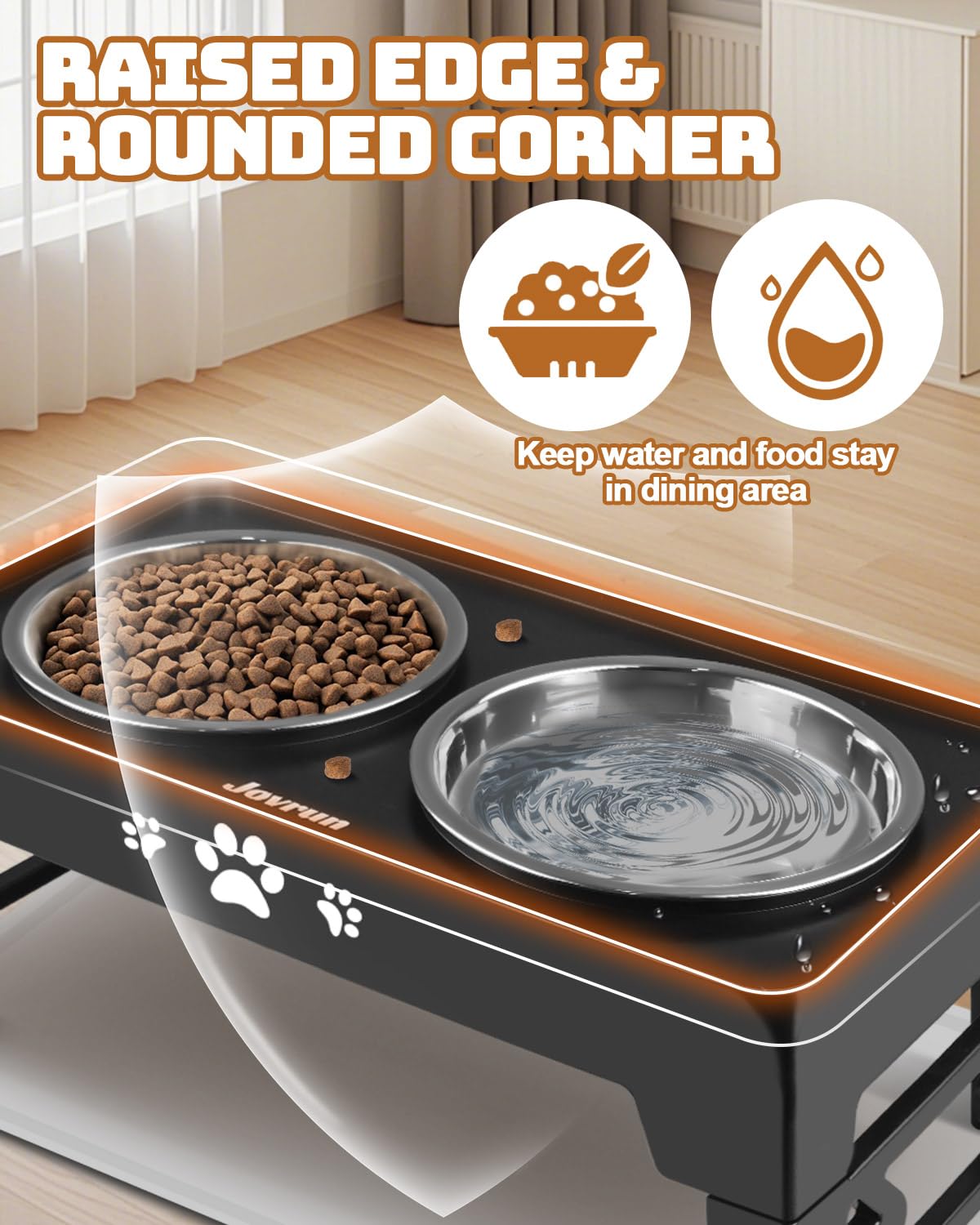 Jovrun dust-protected raised bowls keep meals clean and tidy.