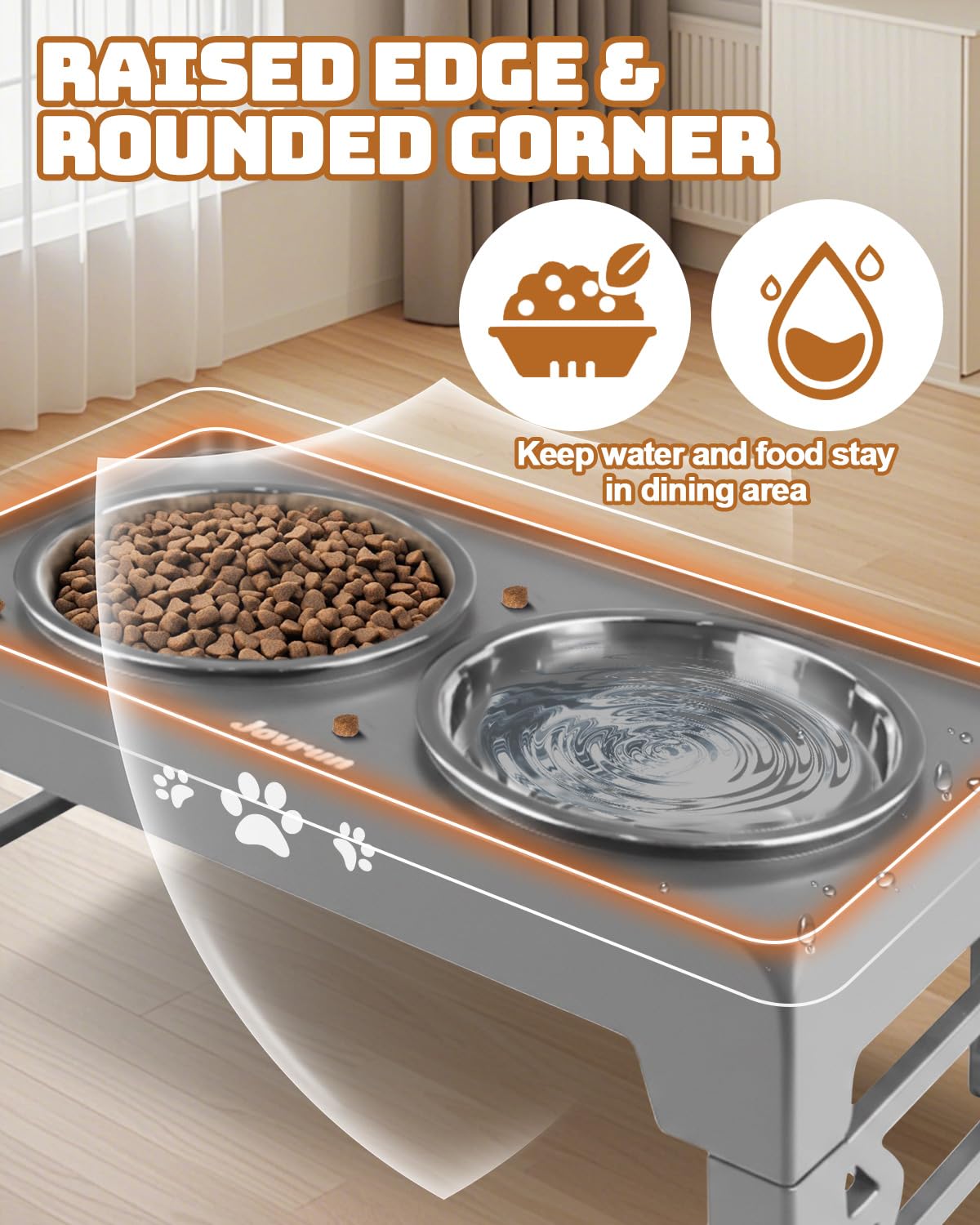 Jovrun 5.5-inch bowls fit kibble, wet food, and water.