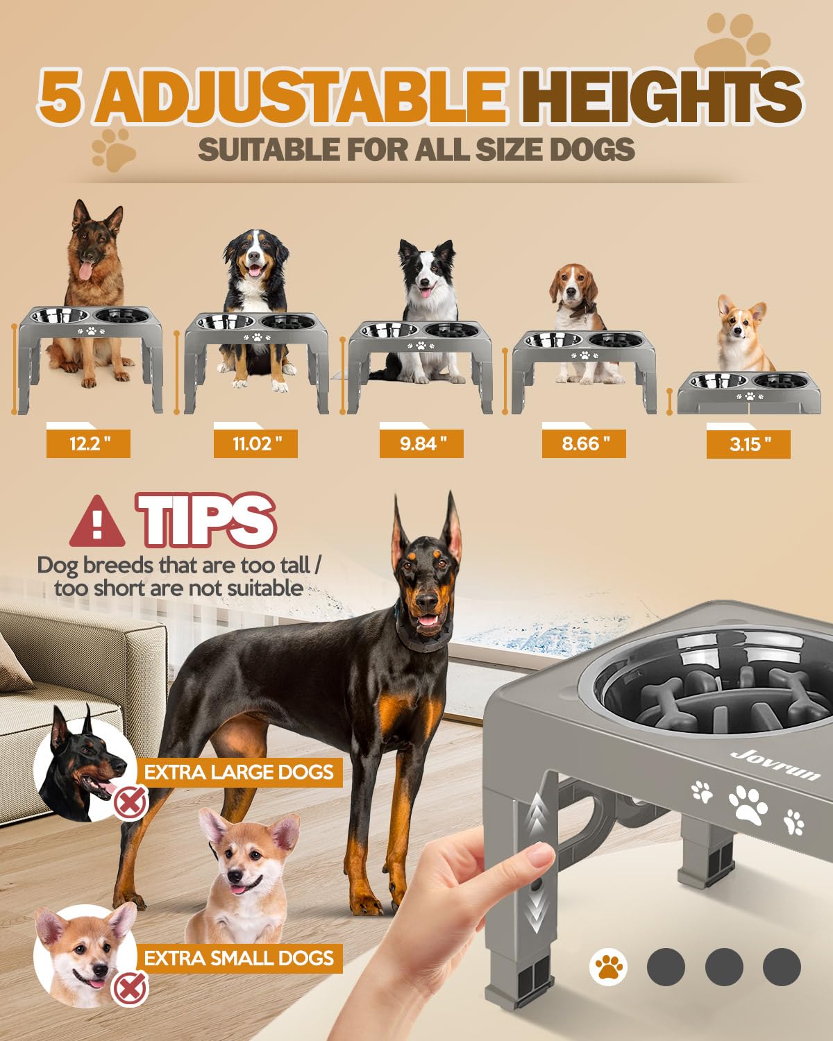 Jovrun slow feeder bowl inside promotes mindful eating for medium to large dogs.