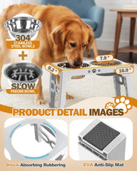 Jovrun elevated bowls stainless-bowl close-up emphasizes durable dishwasher-safe feature.