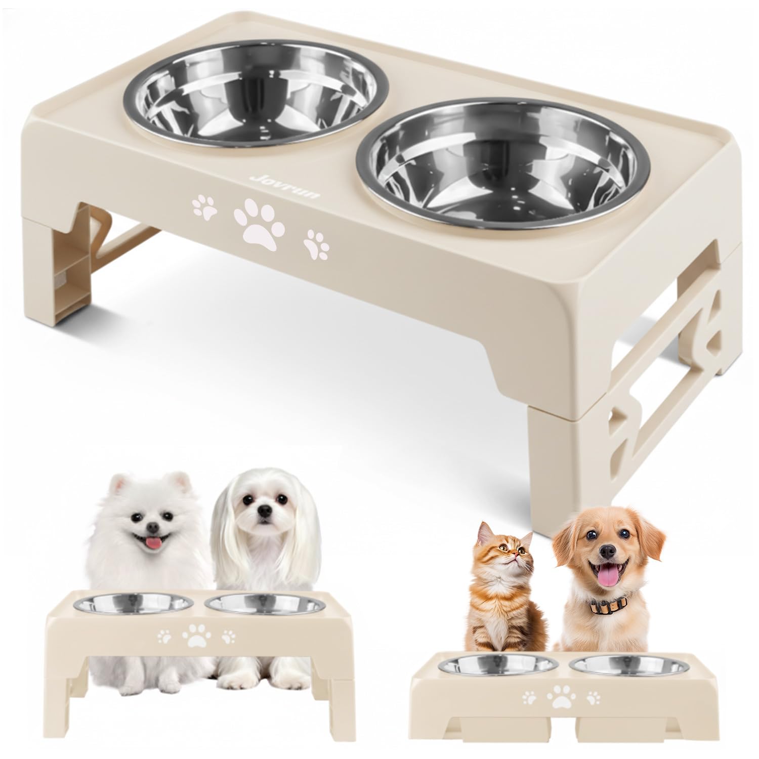 Jovrun elevated dog bowls stand offers a sturdy feeding setup for small pets