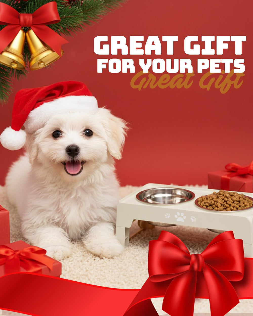 Jovrun gift-ready pet dining set for growing and aging companions