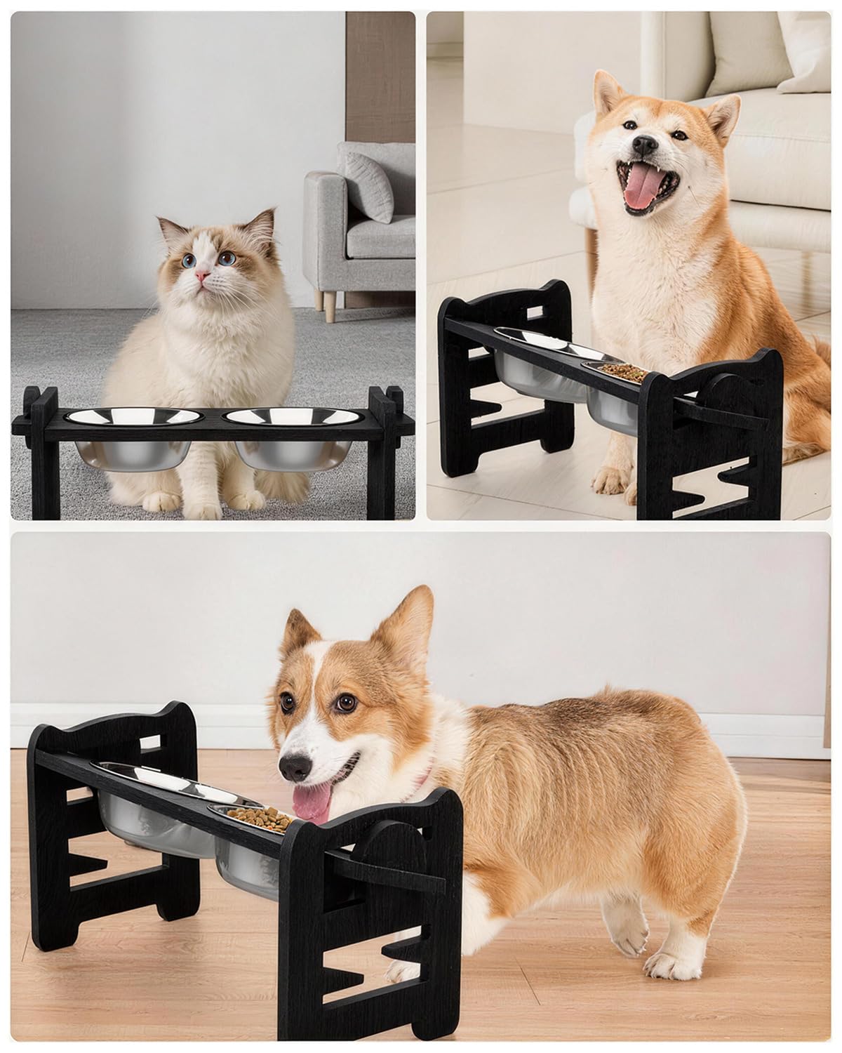 Jovrun space-saving pet feeder ideal for multi-pet homes