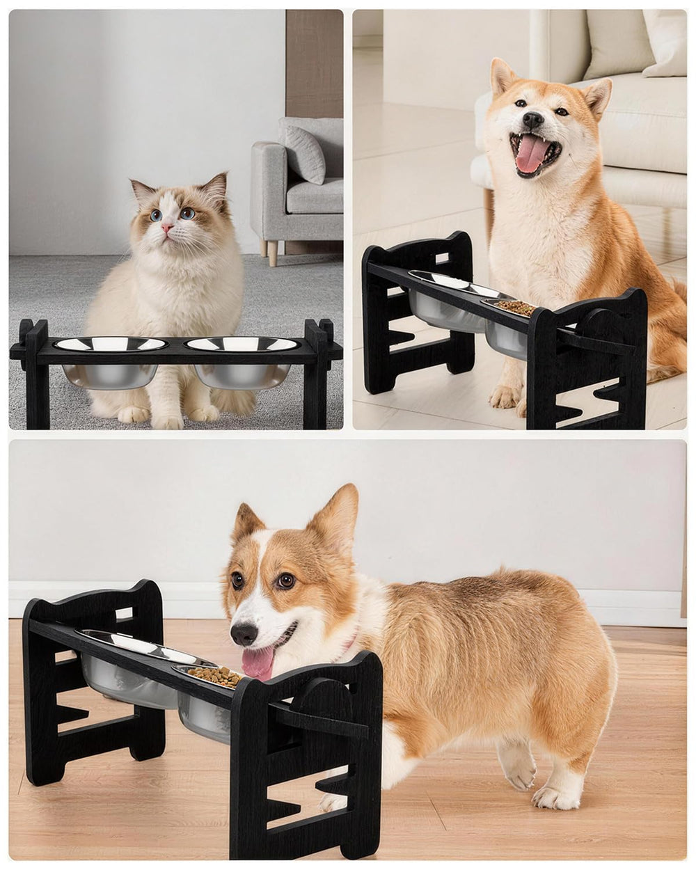 Jovrun space-saving pet feeder ideal for multi-pet homes