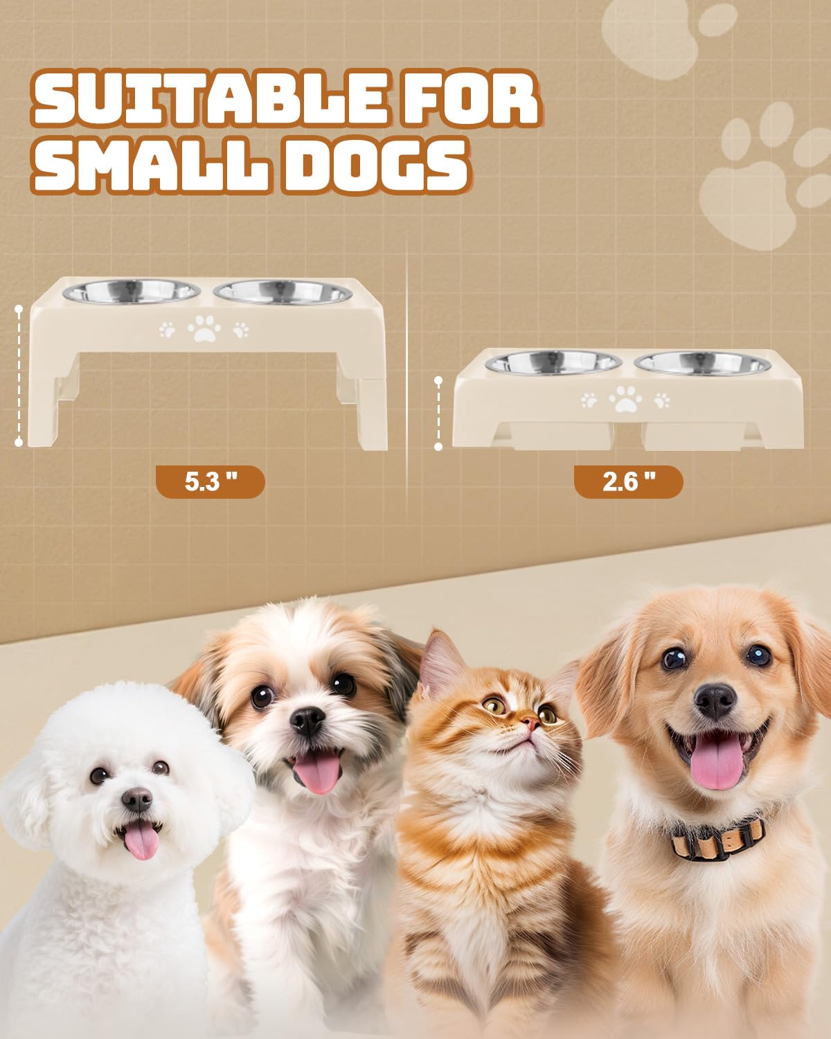 Jovrun stainless steel bowls 5.5-inch diameter for kibble, water, or treats