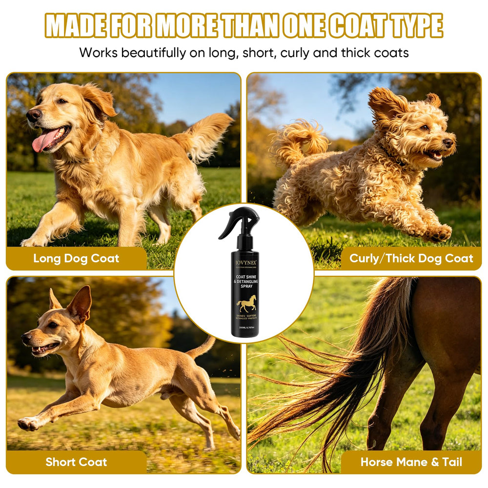JOVYNEX detangler spray nourishes coats with coconut and macadamia oils