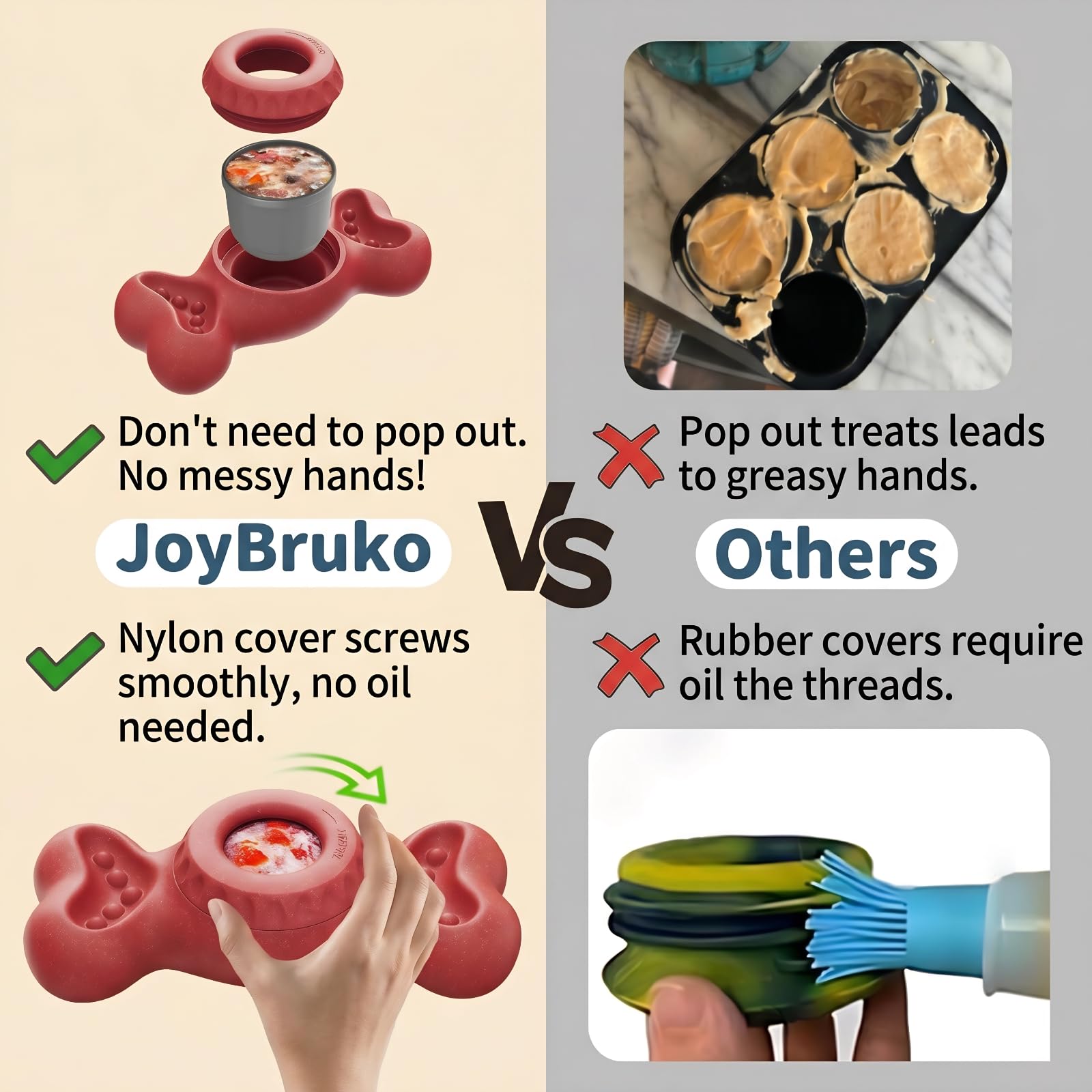 JoyBruko bone design stays upright to reduce spills.