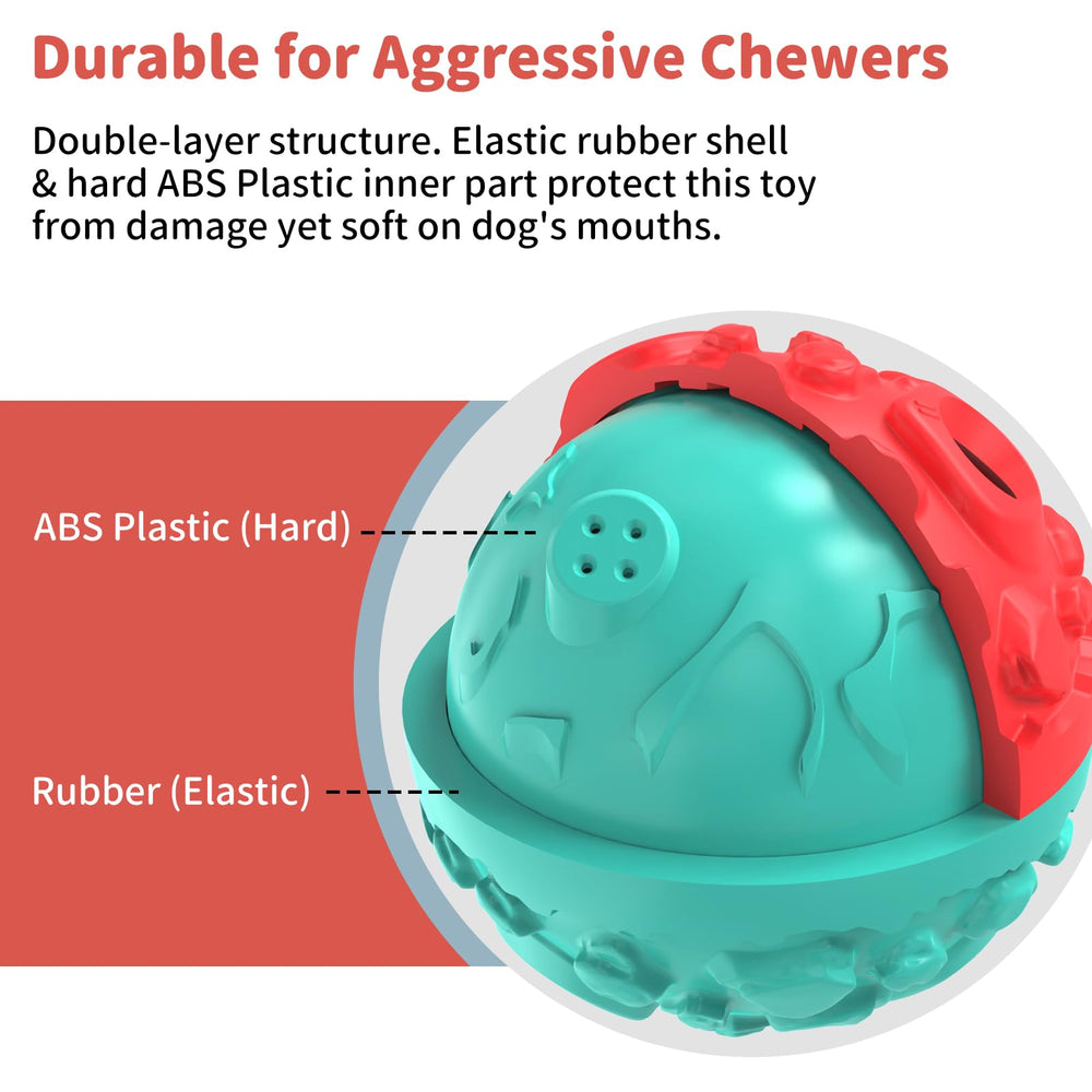 JoyBruko dog ball with teeth cleaning nubs helps remove residue during chewing.