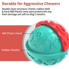 JoyBruko dog ball with teeth cleaning nubs helps remove residue during chewing.
