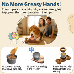 JoyBruko dual-enrichment toy filled with peanut butter or yogurt for longer licking sessions.