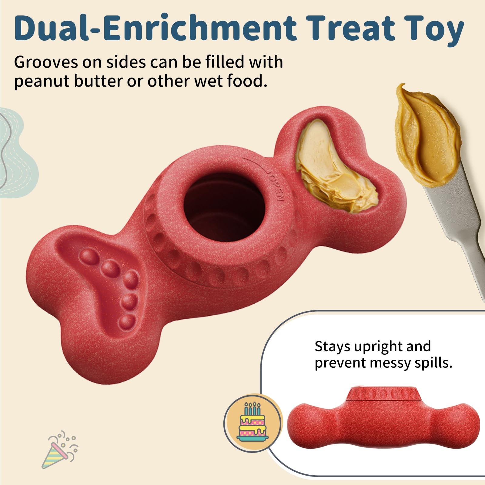 JoyBruko freeze bone ice cream holder cools treats for dogs.