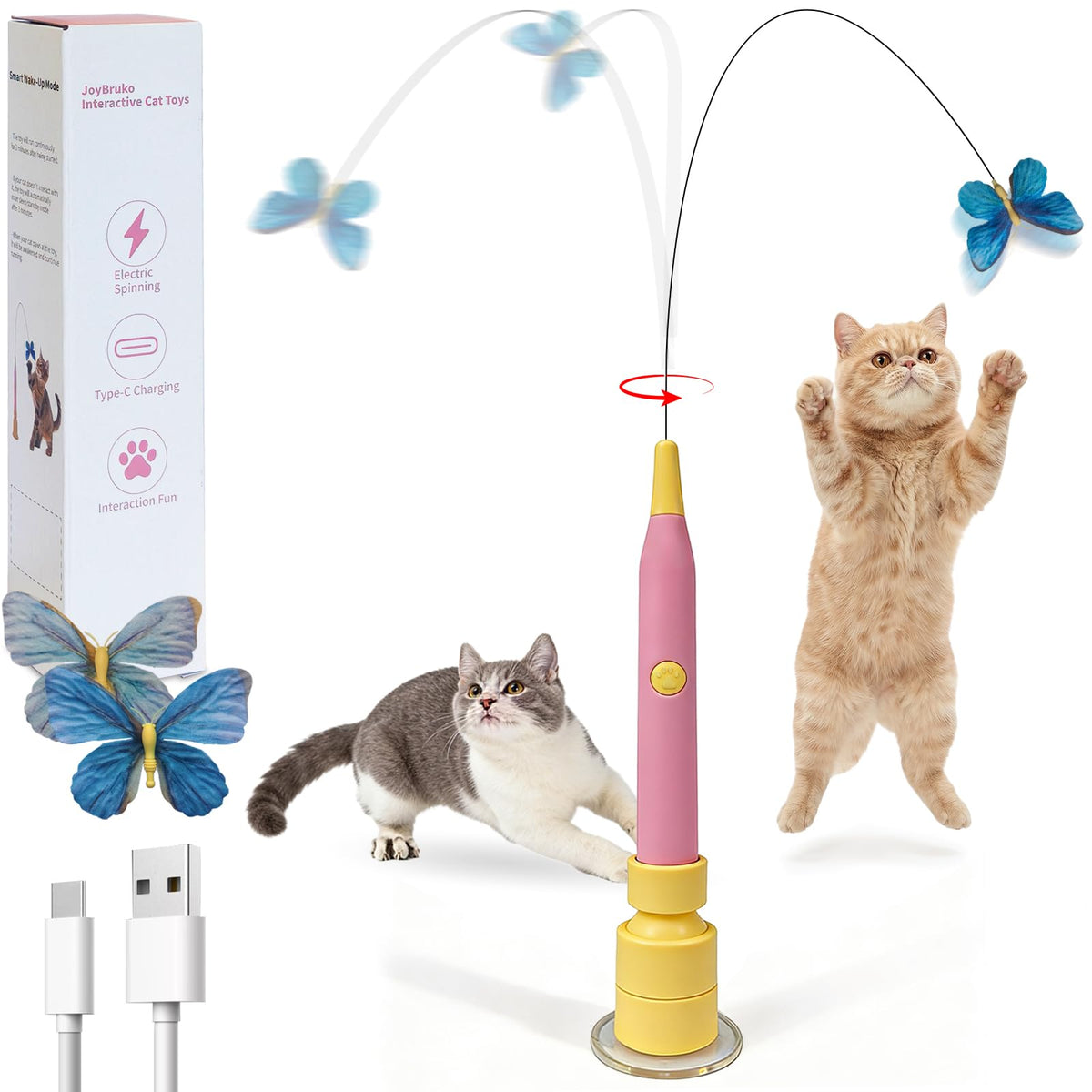 JoyBruko Spin Butterfly on suction base enabling secure indoor play.