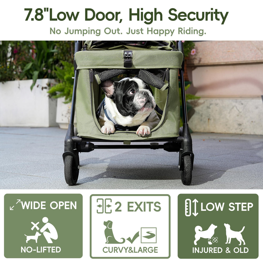JOYCOW stroller uses chew-resistant 600D fabric with reflective strips for safety.