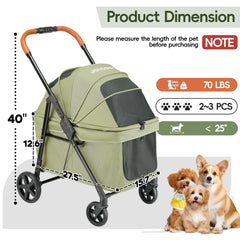 JOYCOW dog stroller shows low-entry 7.6 inch opening for easy loading.