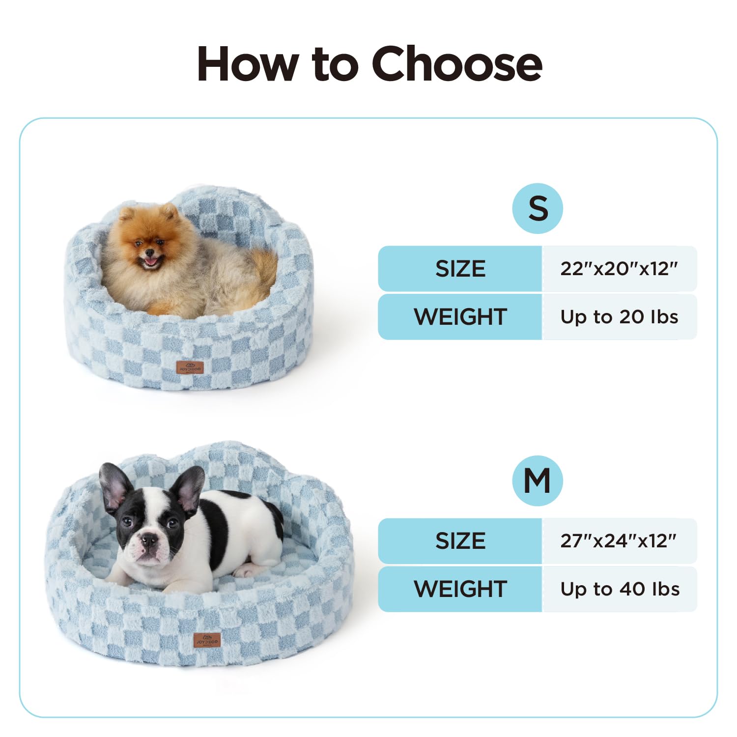 Joydeco small-bed size 22x20 inches suits small cats and dogs.