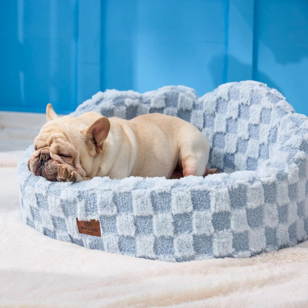 Joydeco checkered blue fleece surface adds modern decor.