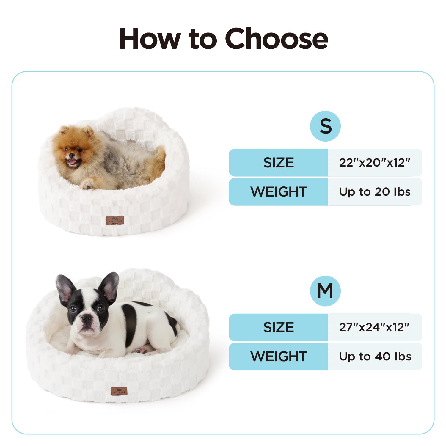 Joydeco 22x20 inch bed fits small dogs and cats up to 20 lbs