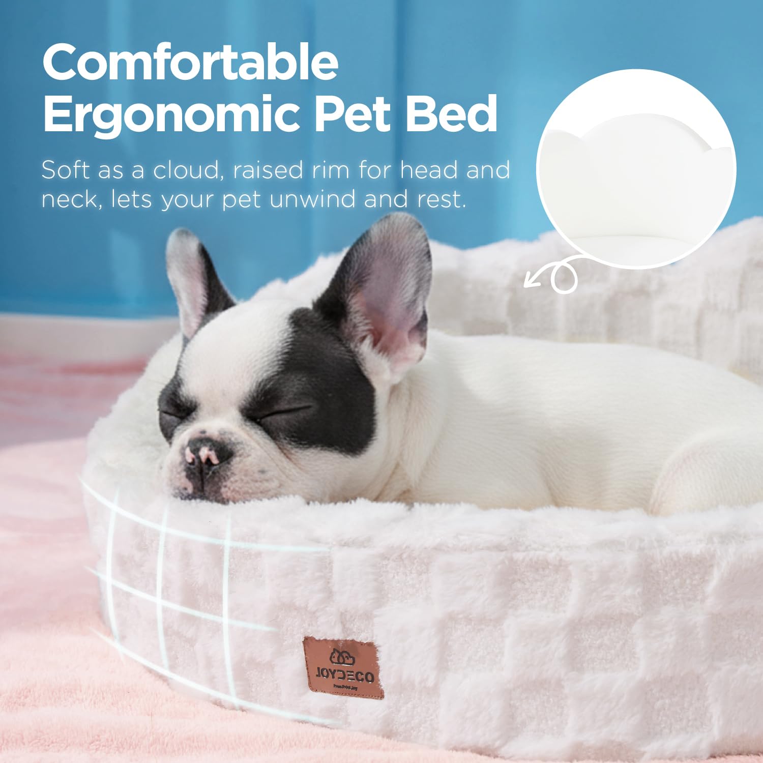 Joydeco Cloud Bed removable checkered pad allows easy washing after adventures