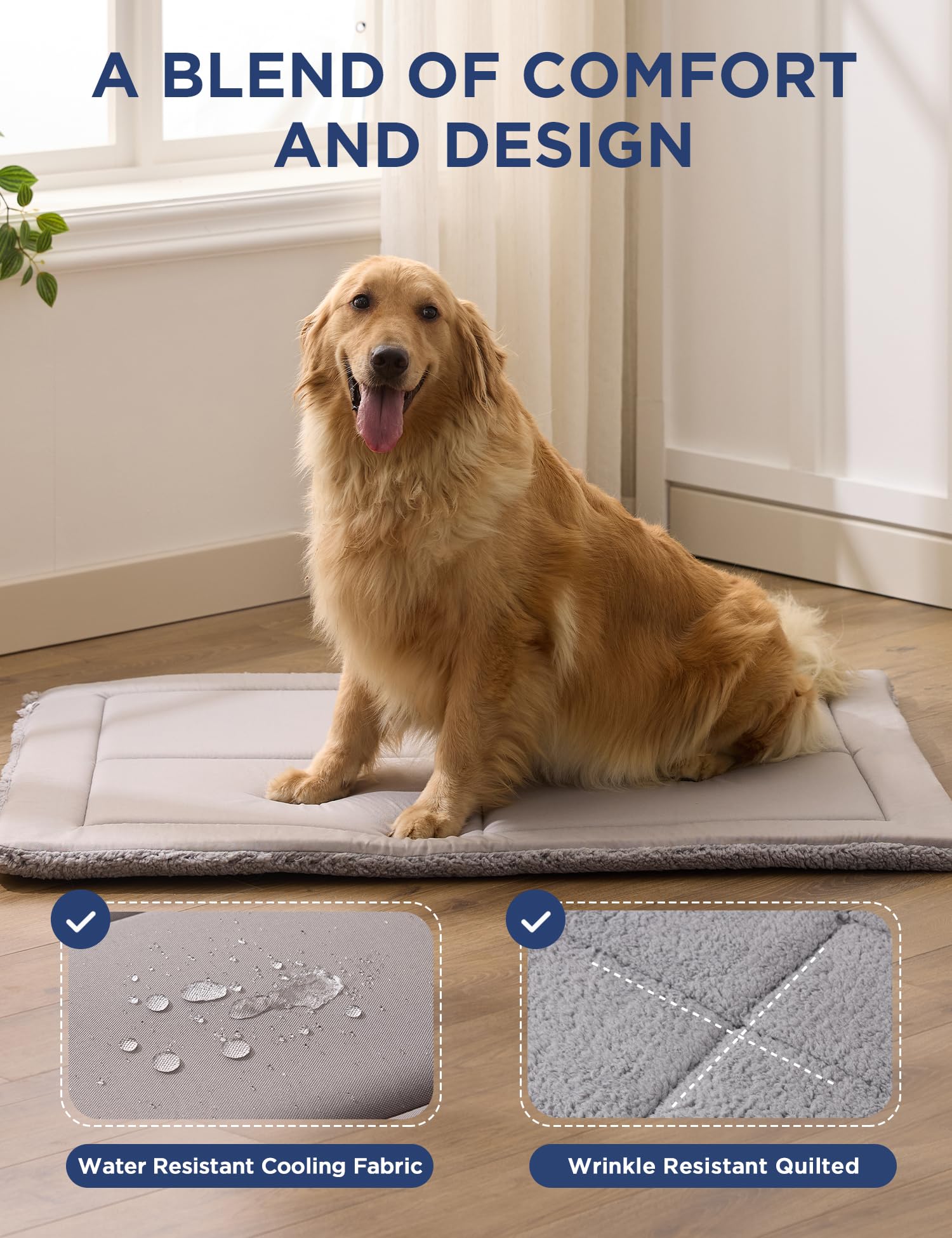 Joydeco low-profile crate mat high-density foam supports comfortable cushioning.
