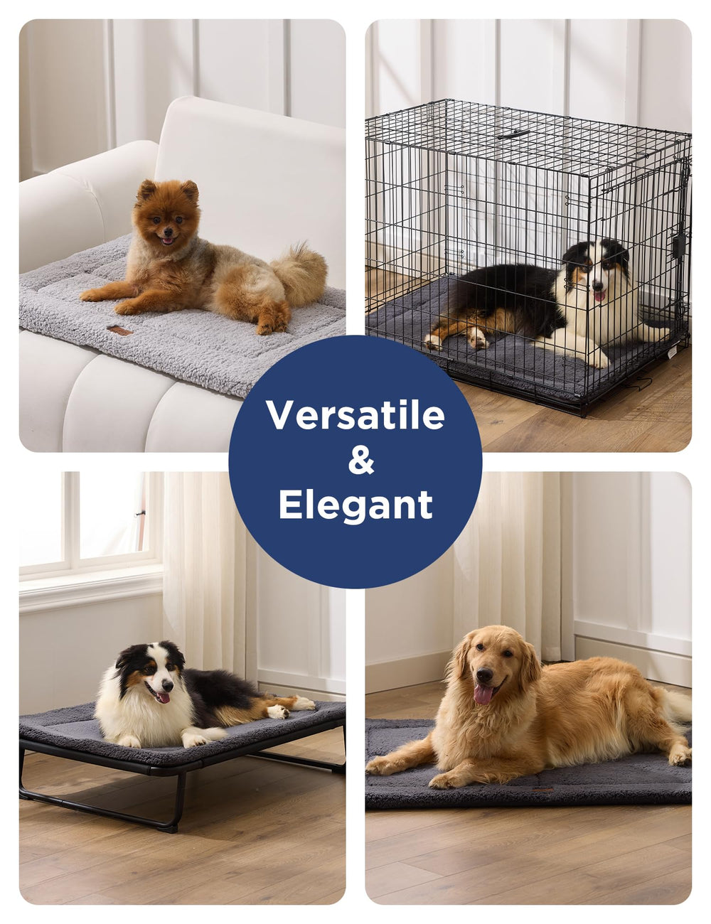 Joydeco low-profile crate mat machine washable for easy care.
