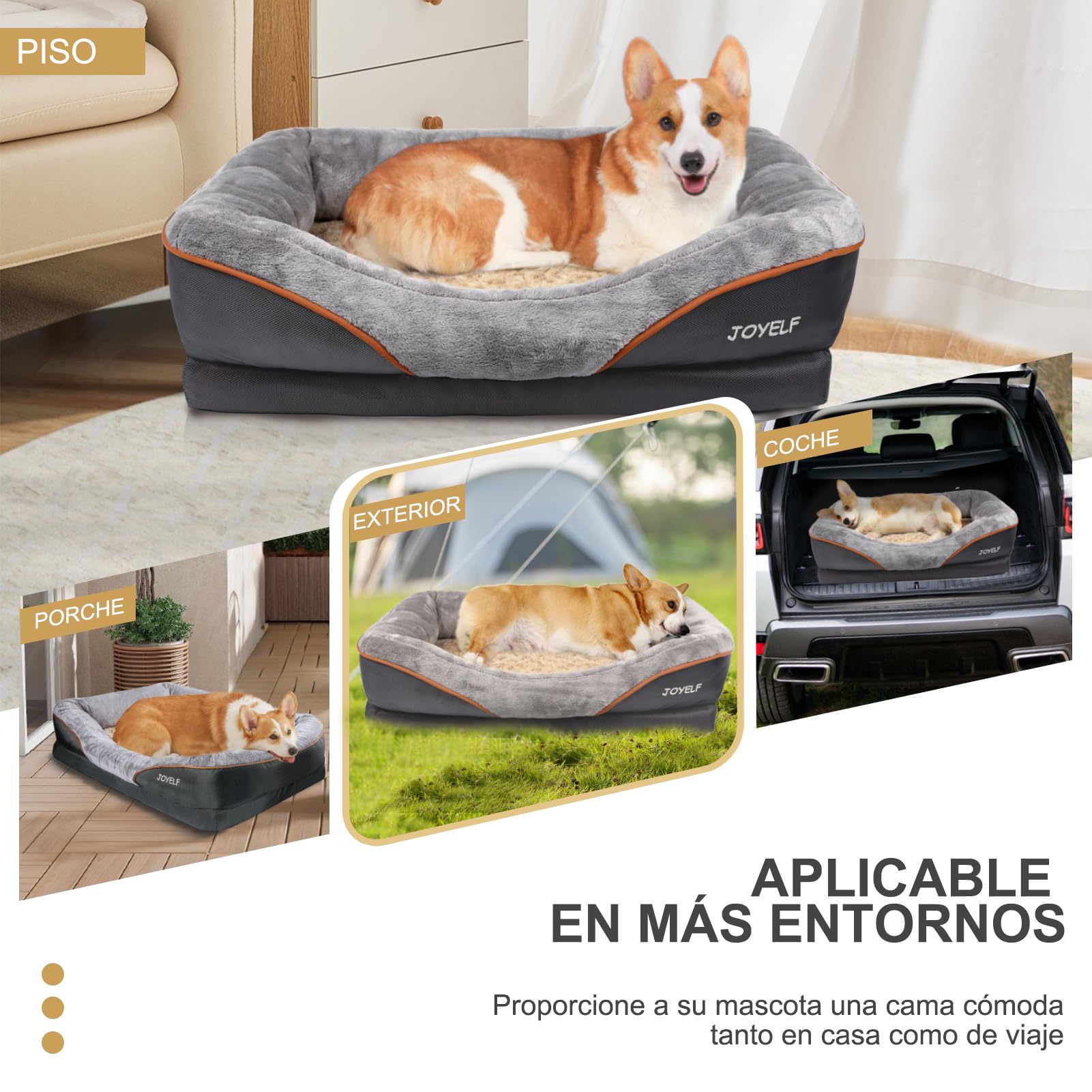 JOYELF dog bed internal liner guards memory foam from spills.
