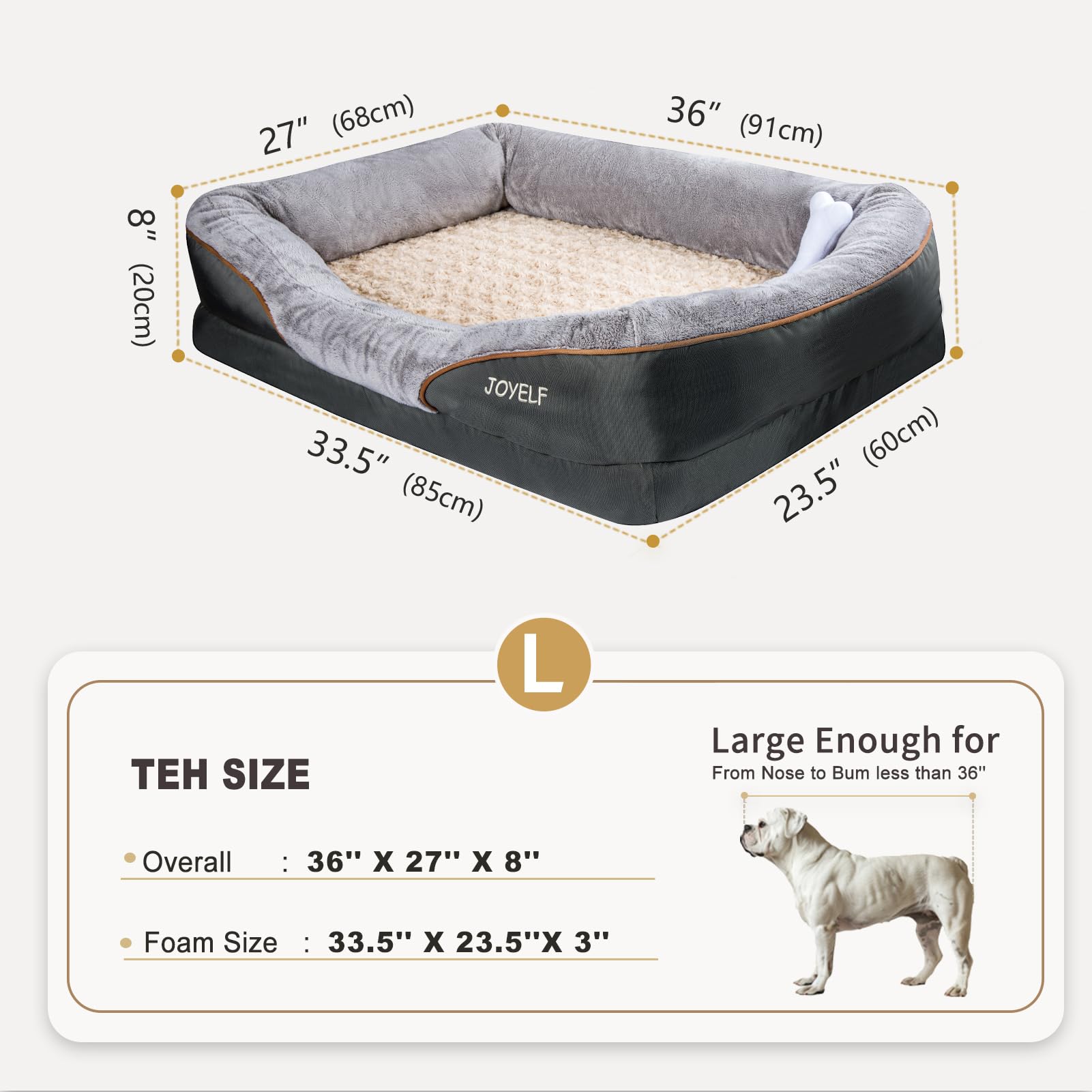 JOYELF orthopedic dog bed bolster close-up showing neck support