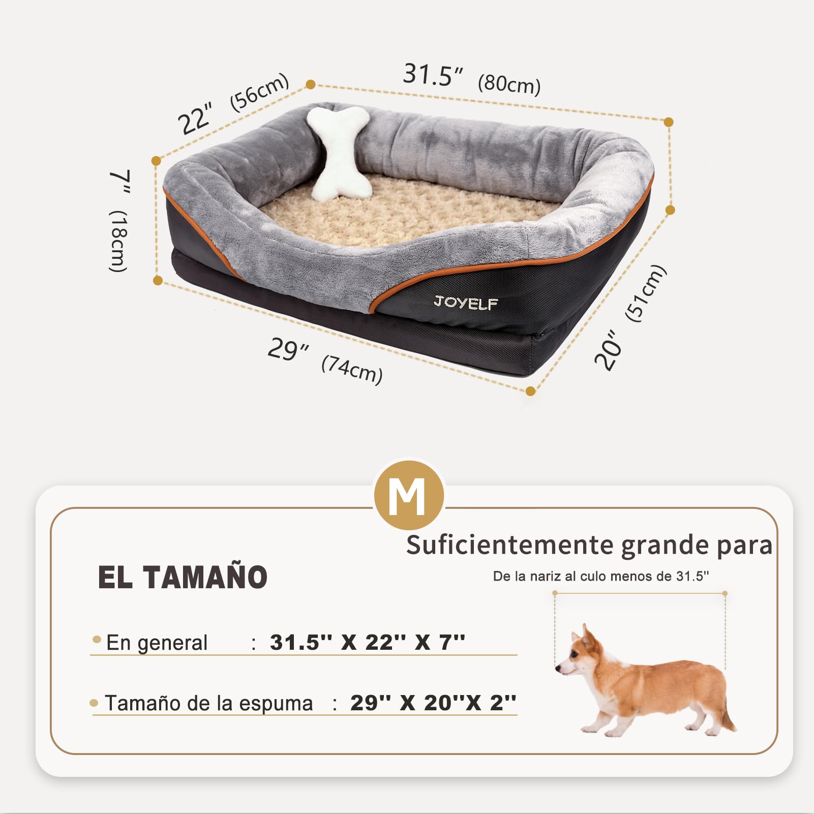JOYELF orthopedic dog bed removable cover enables easy washing and care.