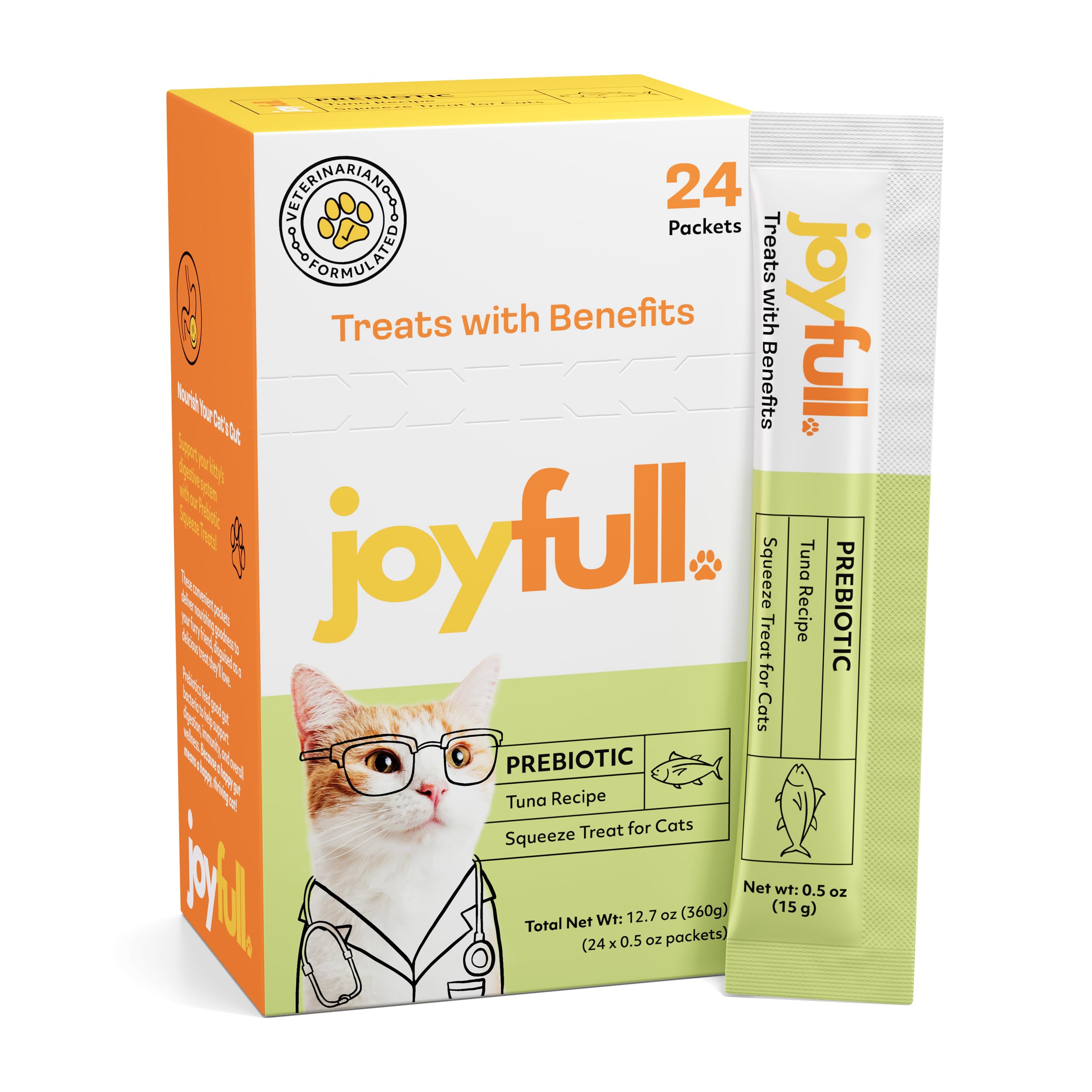 JoyFull lickable tuna tube for digestion support and hydration.