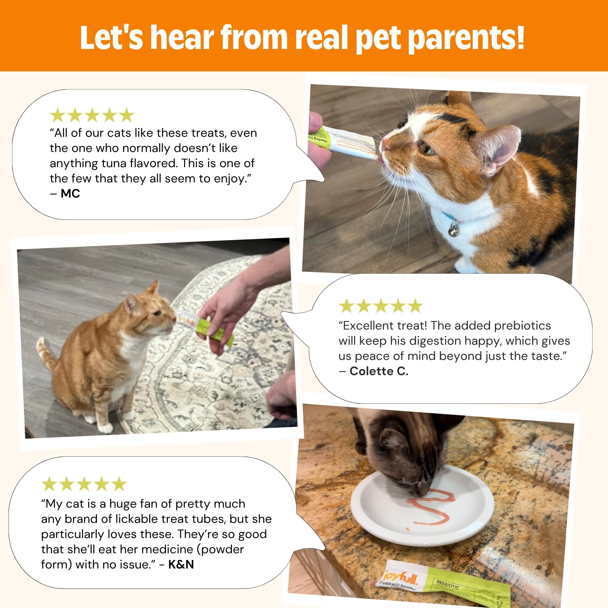JoyFull topping and training tube for interactive feeding.