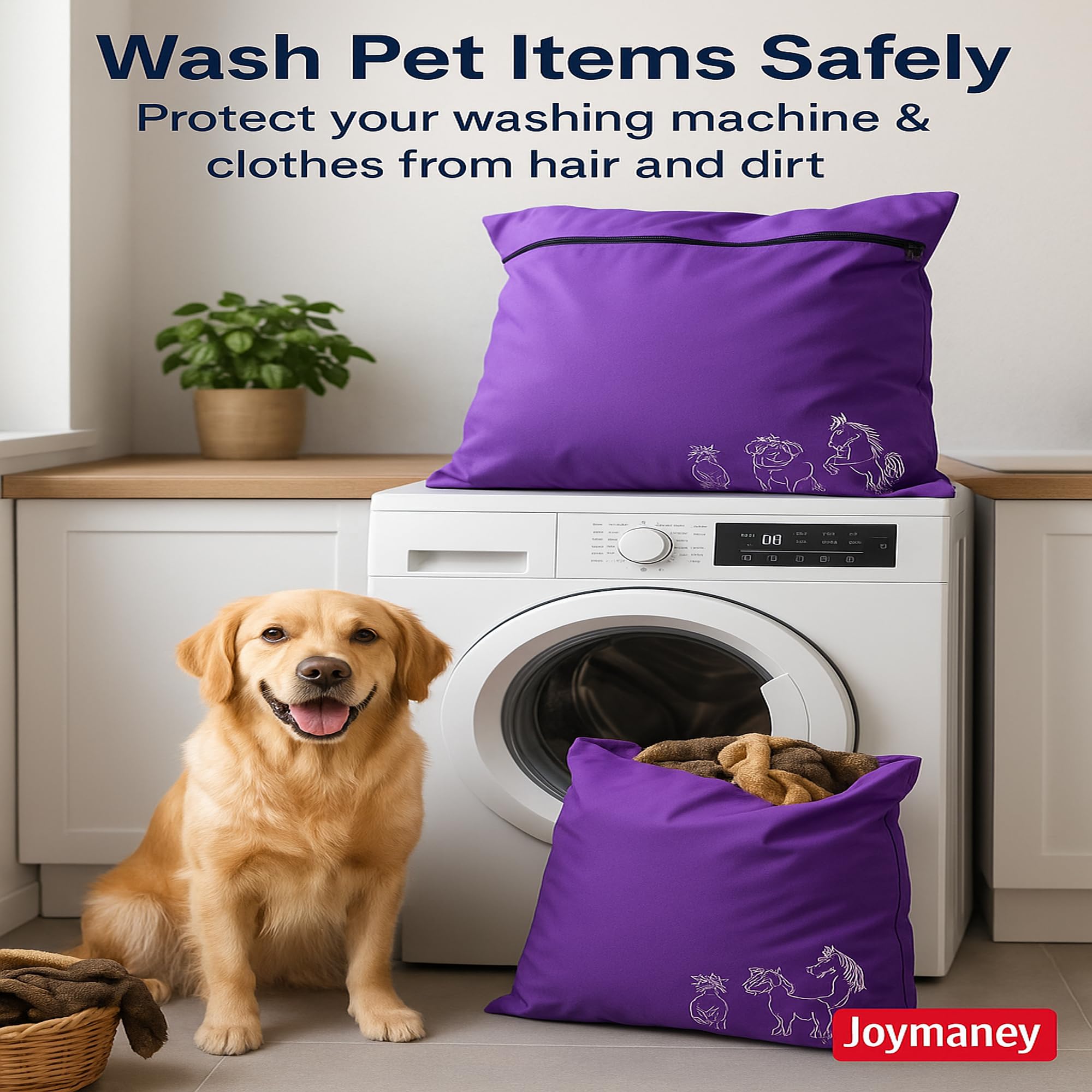 Joymaney pet laundry bag dog bed cover inside shows spacious interior for bulky fabrics