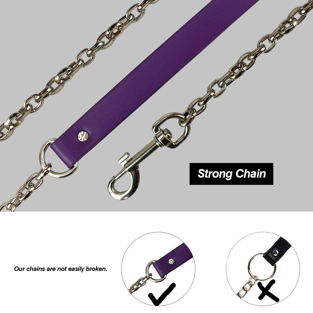 JOYMIN gothic choker purple shows durable chain leash with rotatable hook.
