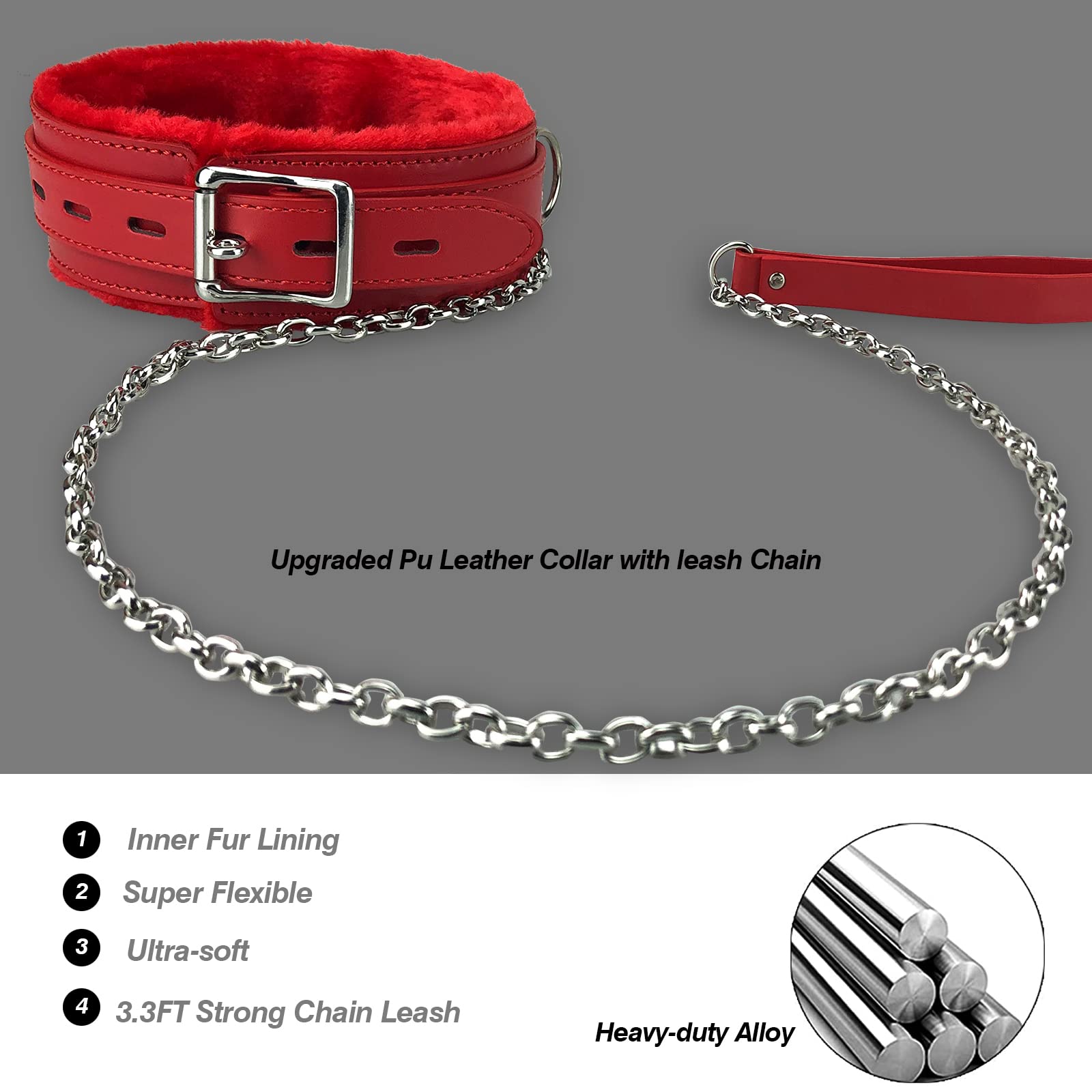 JOYMIN 3.3ft detachable chain leash with a rotatable hook for secure control.