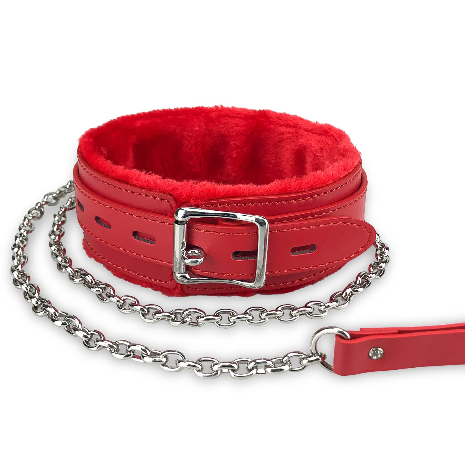 JOYMIN Gothic Leather Choker Collar with fur lining for cozy, stylish daily wear.