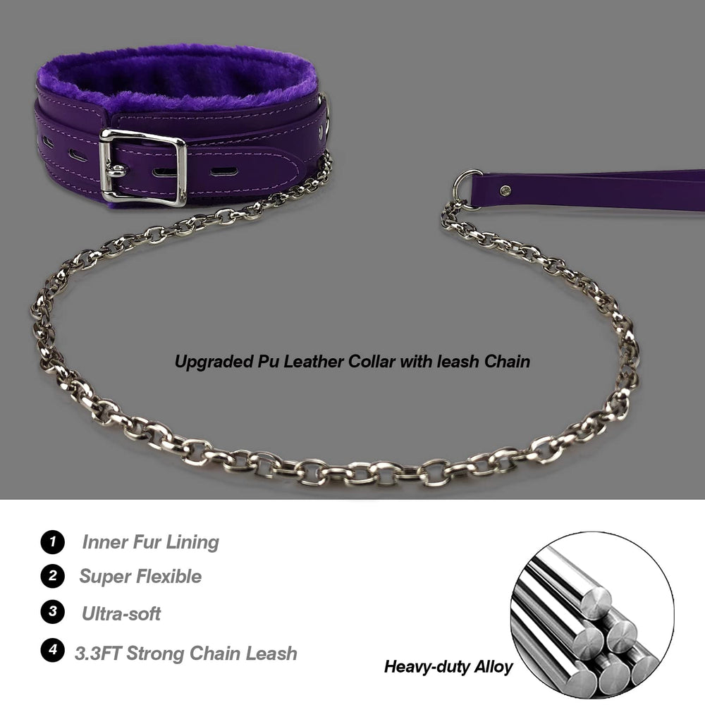 JOYMIN PU leather fur-lined collar adjustable fit for secure wear.