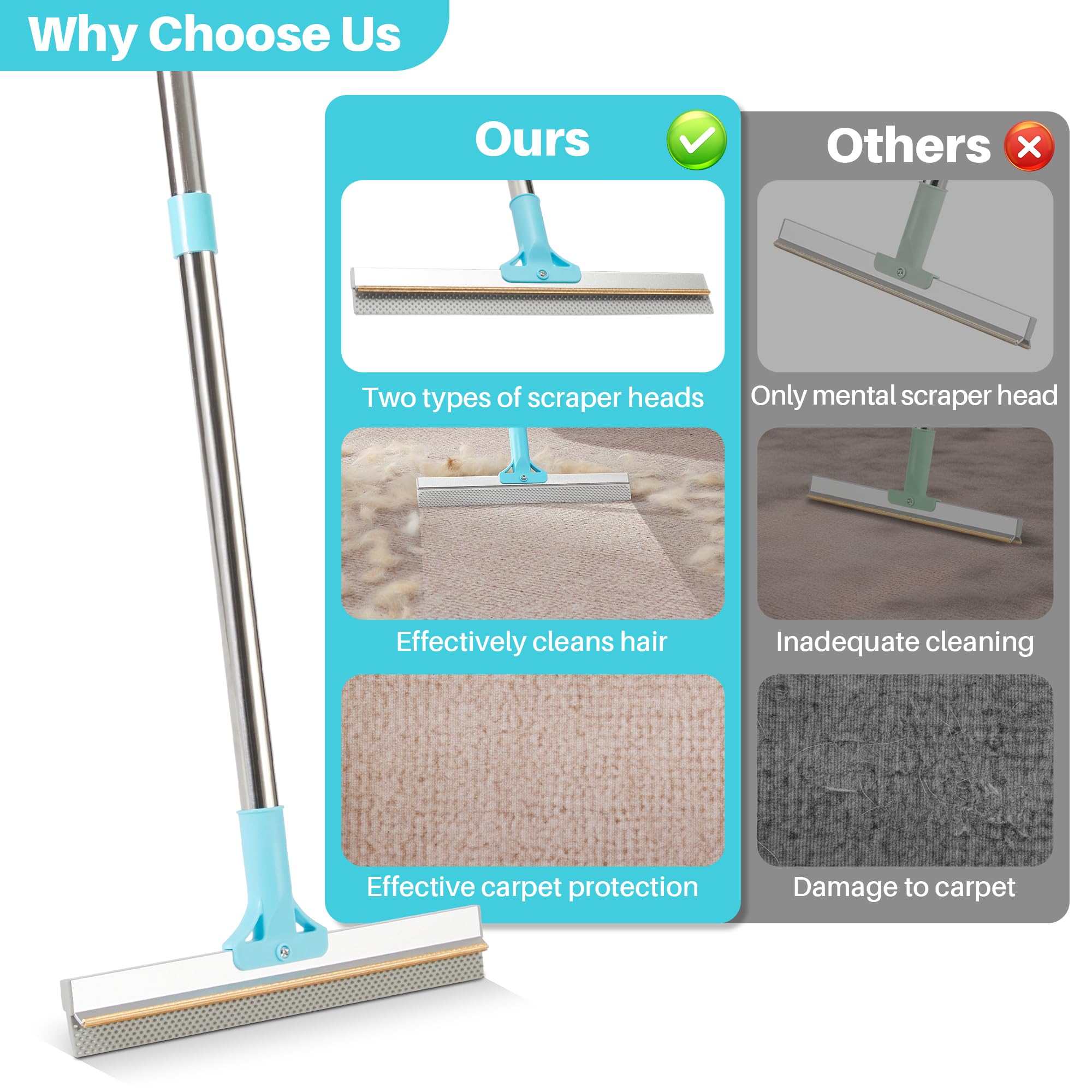 JOYMOOP ergonomic adjustable handle reduces bending during cleaning.