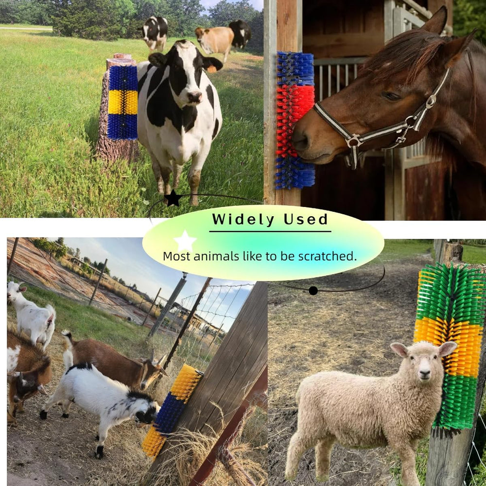Joynny goat scratching brush in use to ease itch and grooming