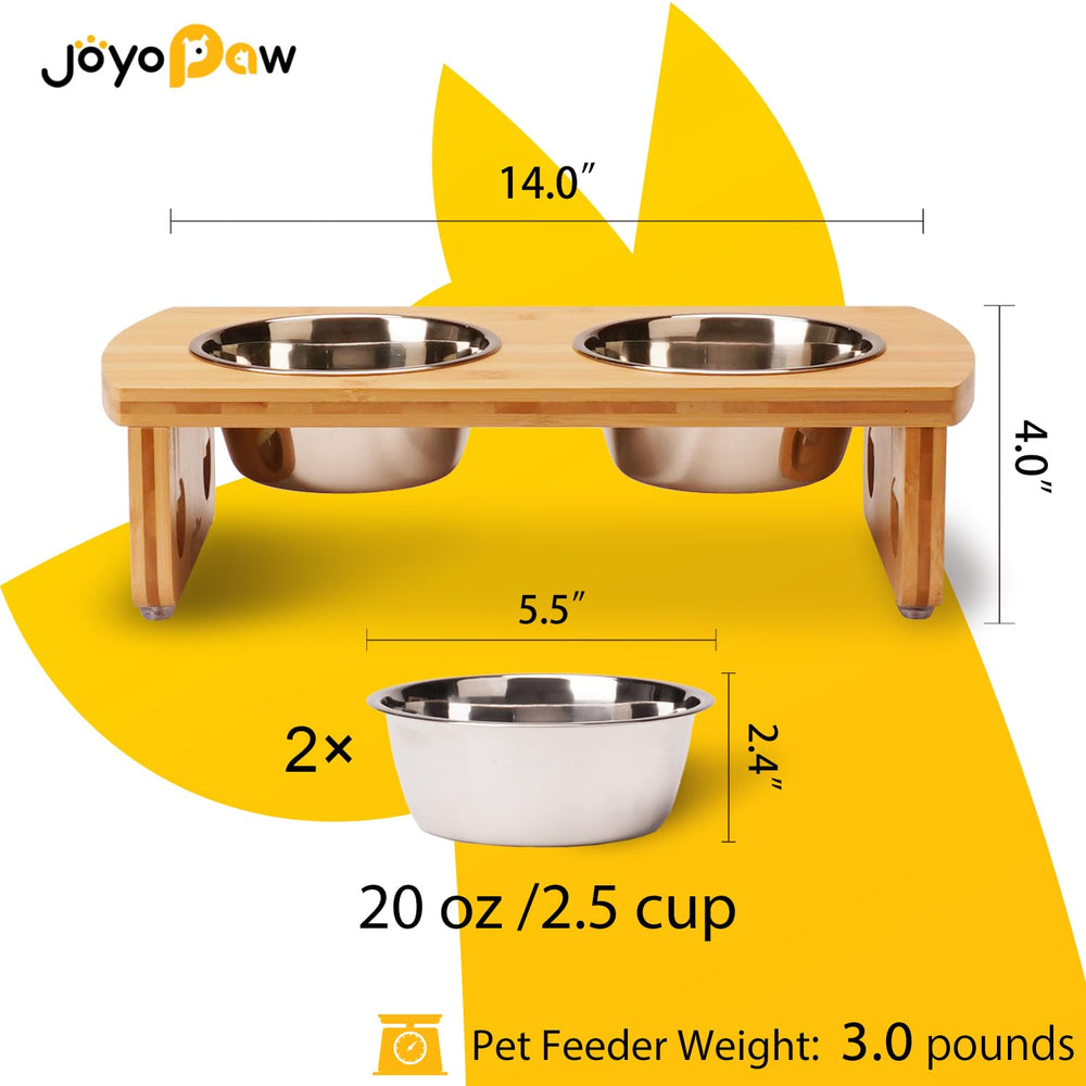 JOYOPAW bamboo raised feeder showcases a sturdy, stylish design for easy access to meals.